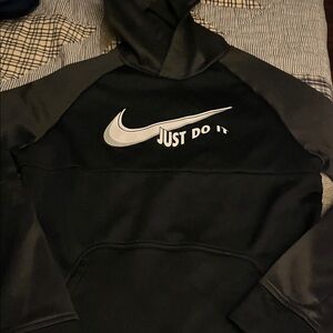 Nike Black and Gray Hoodie with Swoosh